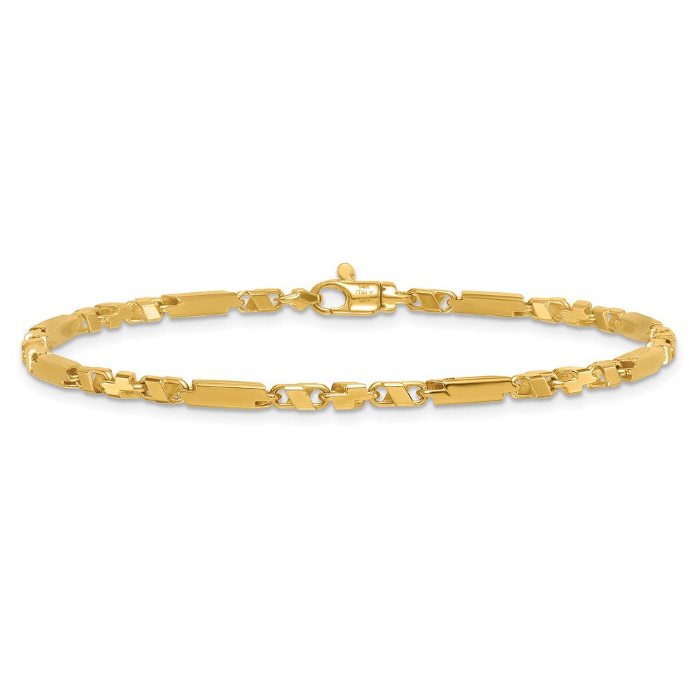 Polished Fancy Bar Link 8in Bracelet