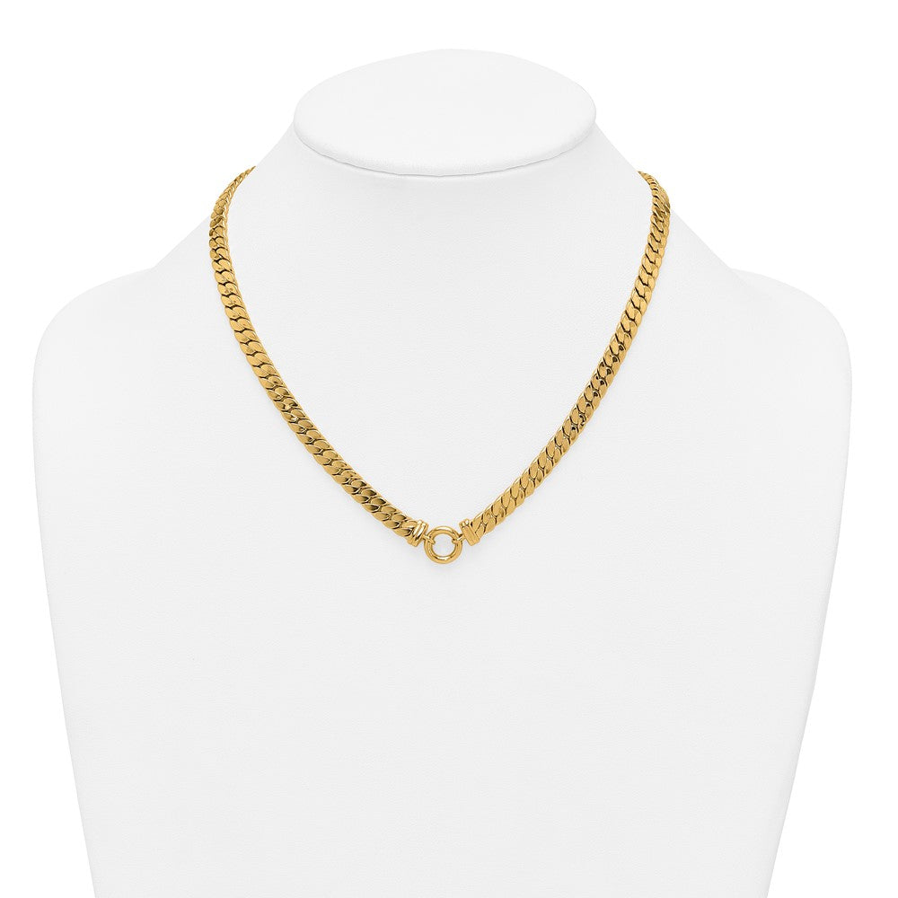 Polished Curb Link with Circle Element Necklace 18"