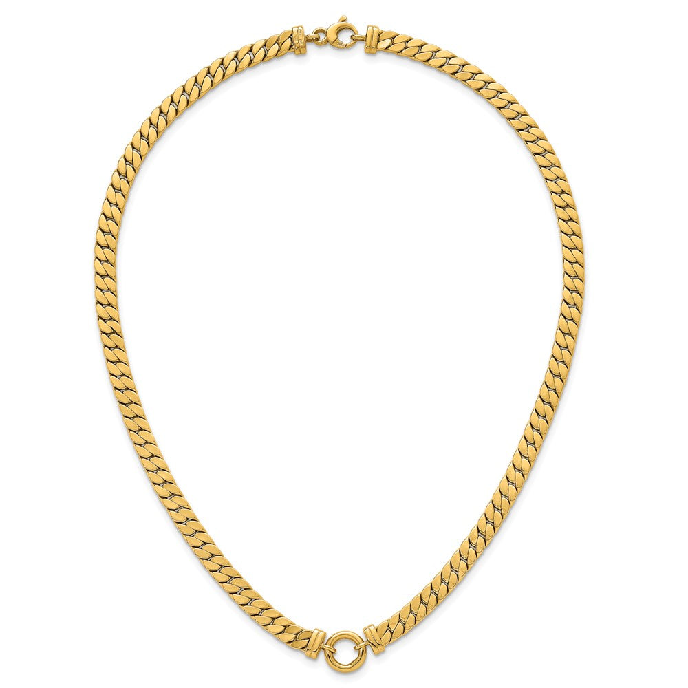 Polished Curb Link with Circle Element Necklace 18"