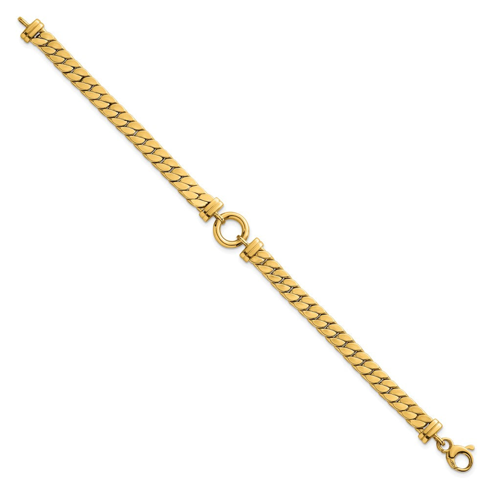 Polished Curb Link with Circle Element Bracelet 7.5"