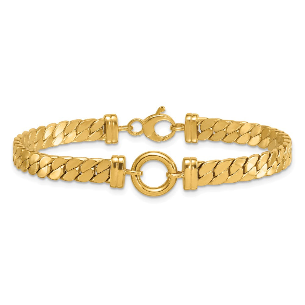 Polished Curb Link with Circle Element Bracelet 7.5"