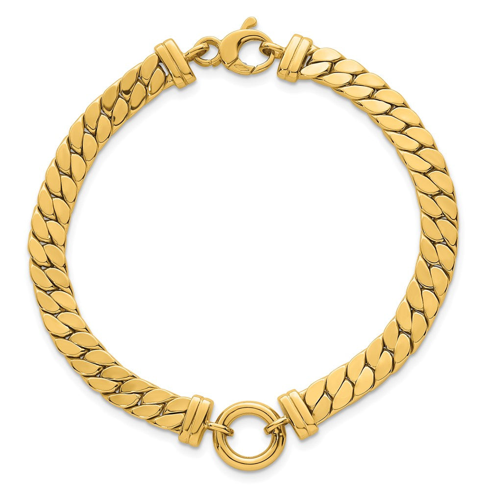 Polished Curb Link with Circle Element Bracelet 7.5"