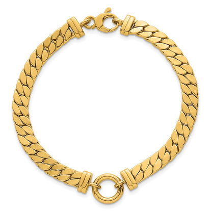 Polished Curb Link with Circle Element Bracelet 7.5"