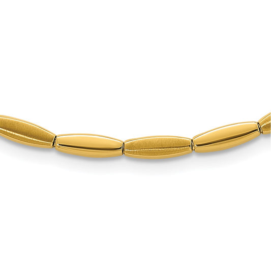 Brushed and Polished Fancy Bar Link 4mm Necklace 16.75"