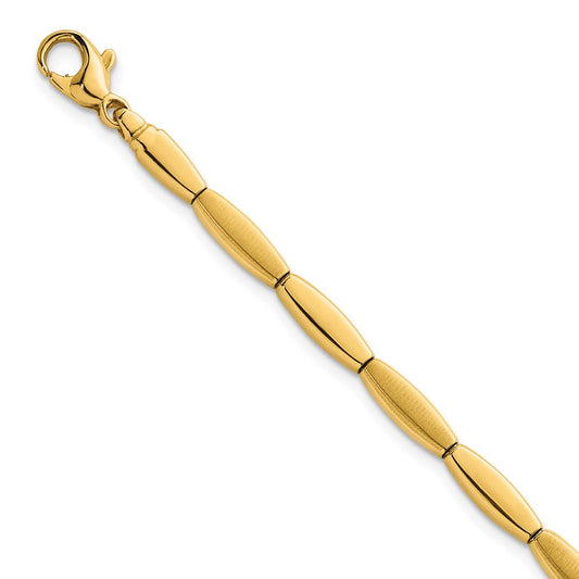Brushed and Polished Fancy Bar Link 4mm Bracelet 7.5"