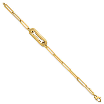 Polished And Brushed Paperclip Link Bracelet 7.75"