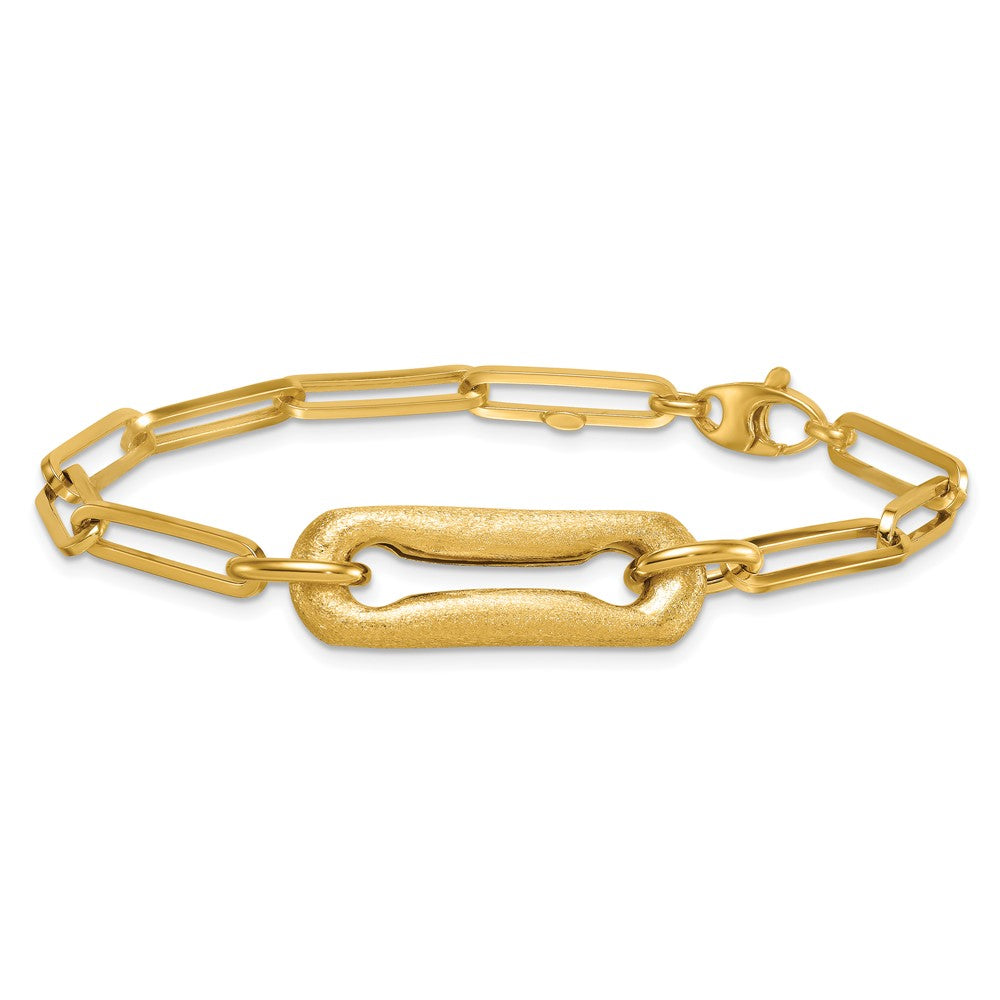 Polished And Brushed Paperclip Link Bracelet 7.75"