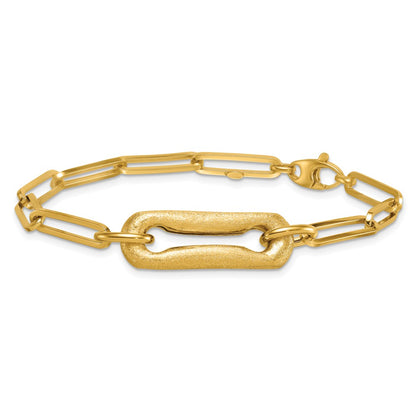 Polished And Brushed Paperclip Link Bracelet 7.75"