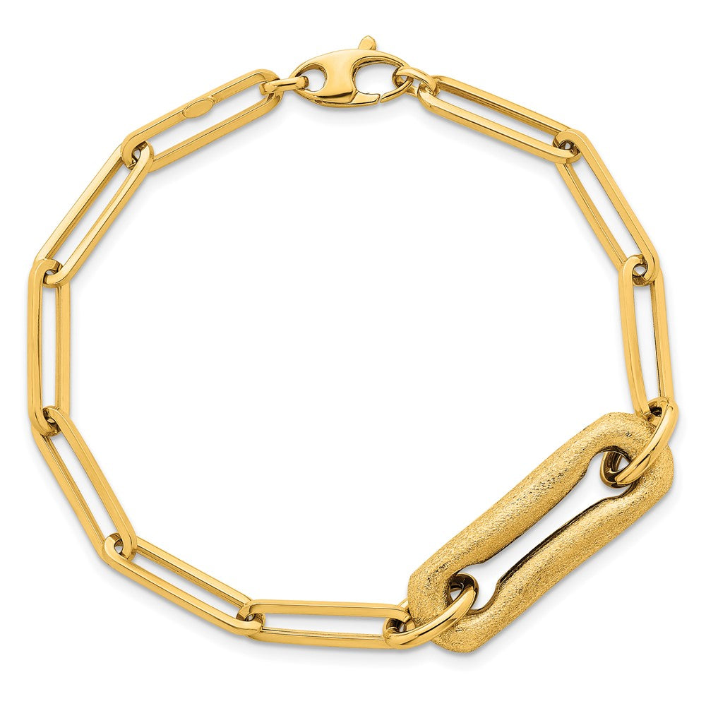Polished And Brushed Paperclip Link Bracelet 7.75"
