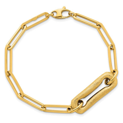 Polished And Brushed Paperclip Link Bracelet 7.75"