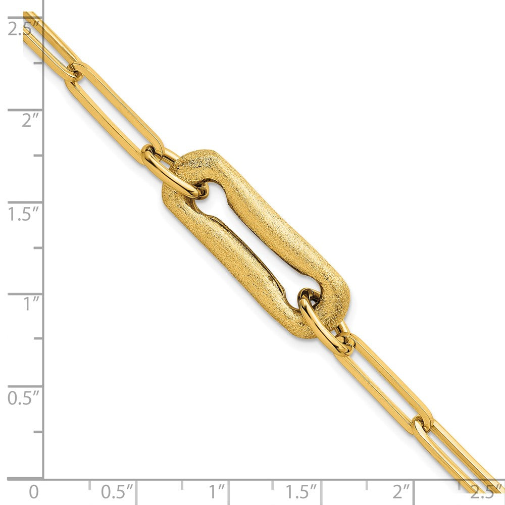 Polished And Brushed Paperclip Link Bracelet 7.75"