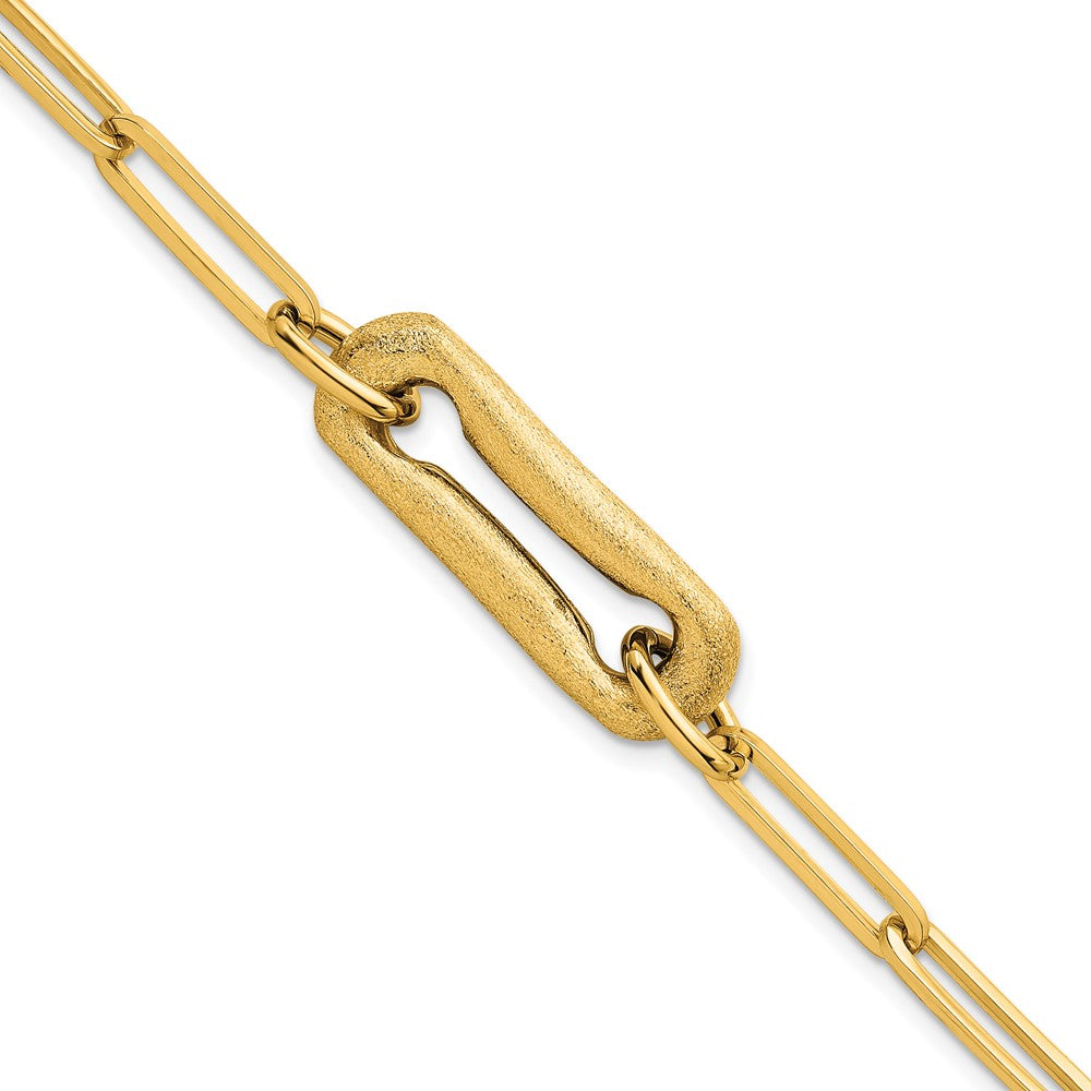 Polished And Brushed Paperclip Link Bracelet 7.75"