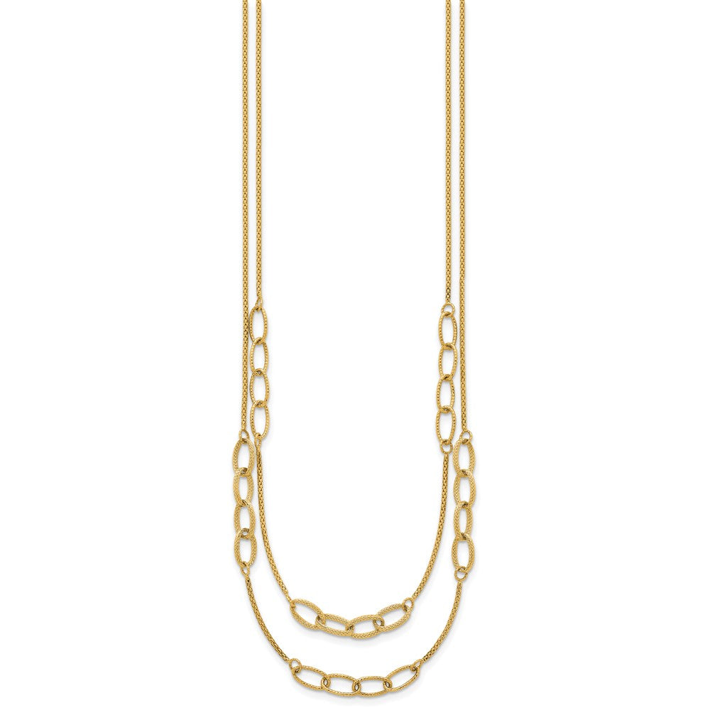 Polished and Textured Woven 2 Strand Necklace 17.5"