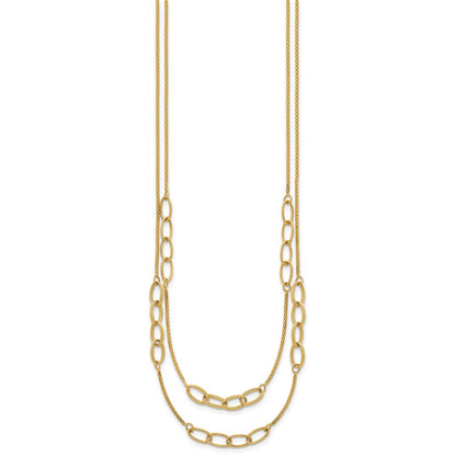 Polished and Textured Woven 2 Strand Necklace 17.5"