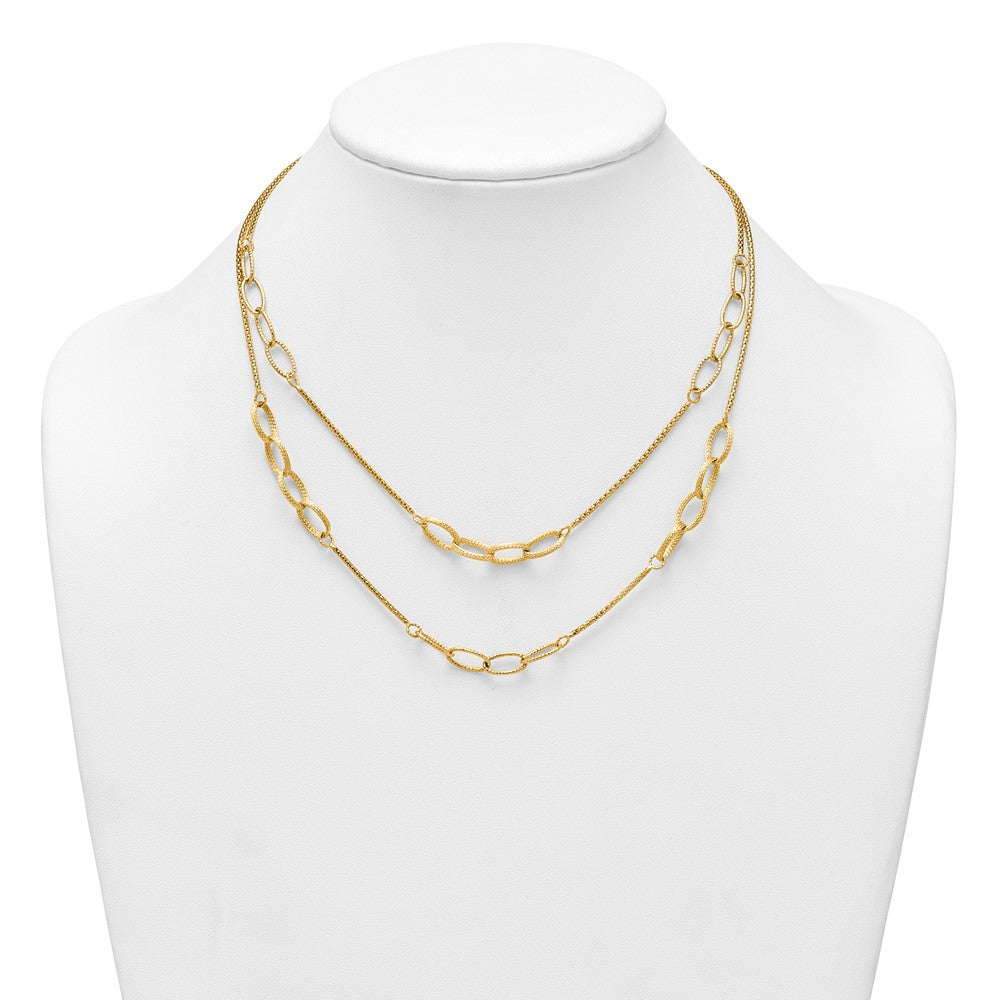 Polished and Textured Woven 2 Strand Necklace 17.5"