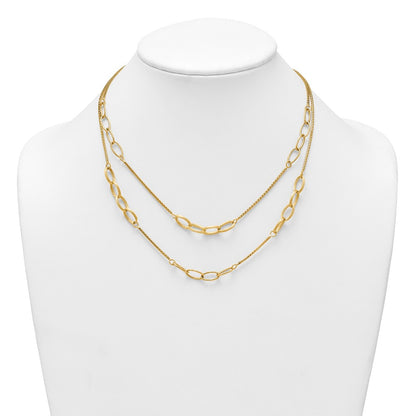 Polished and Textured Woven 2 Strand Necklace 17.5"