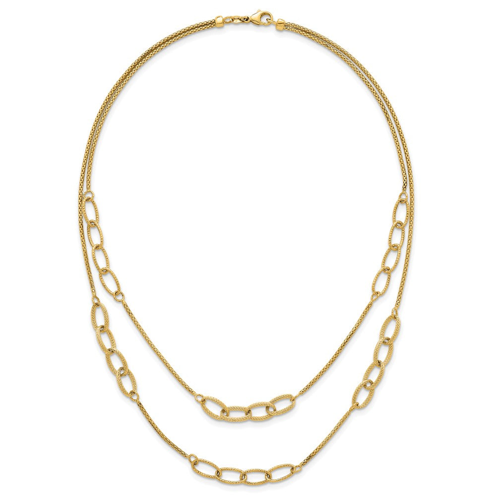 Polished and Textured Woven 2 Strand Necklace 17.5"