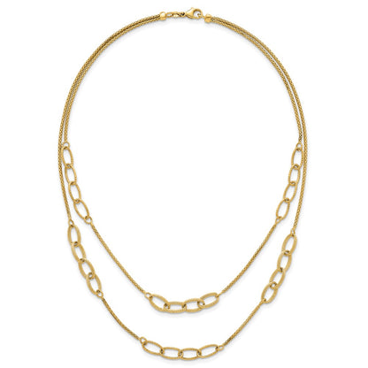 Polished and Textured Woven 2 Strand Necklace 17.5"