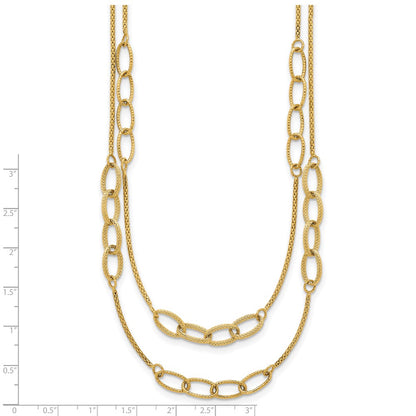 Polished and Textured Woven 2 Strand Necklace 17.5"