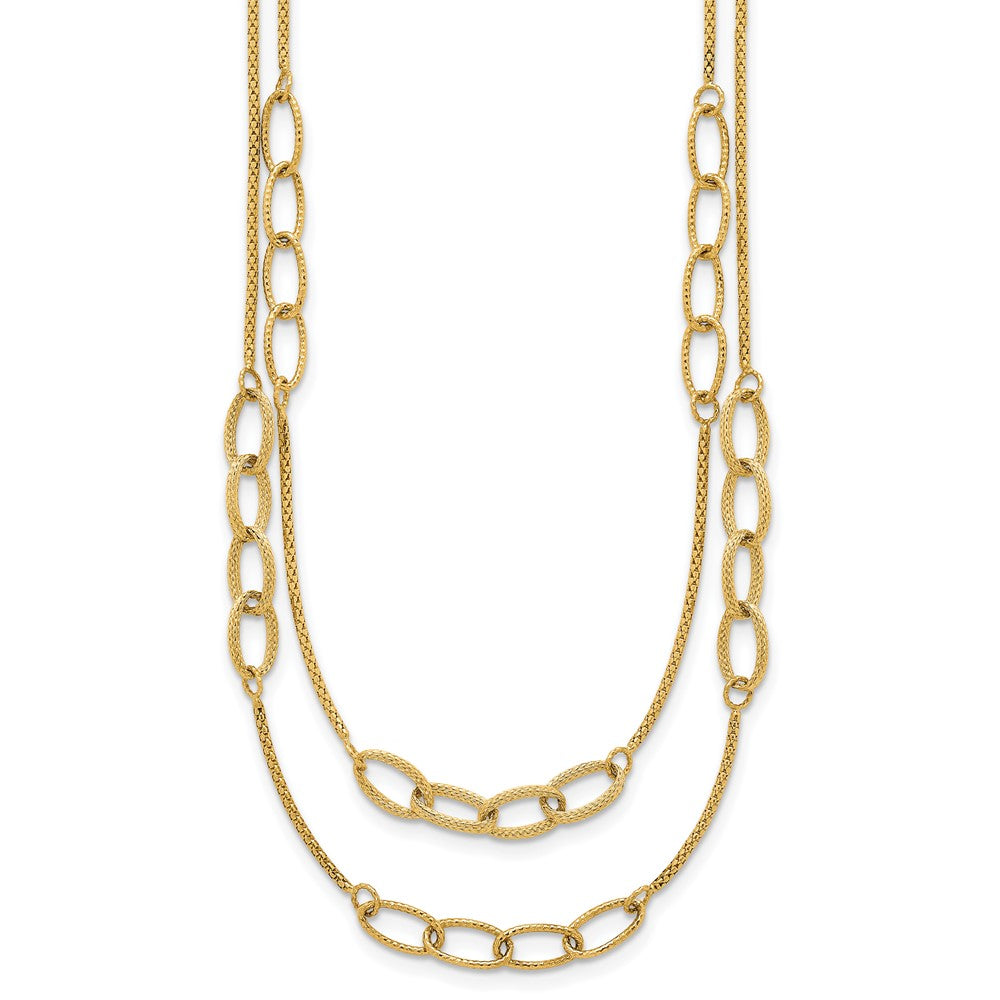 Polished and Textured Woven 2 Strand Necklace 17.5"