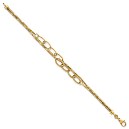 Polished and Textured Woven 2 Strand Bracelet 7.25"