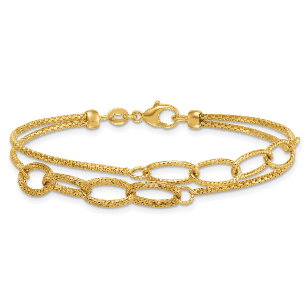 Polished and Textured Woven 2 Strand Bracelet 7.25"