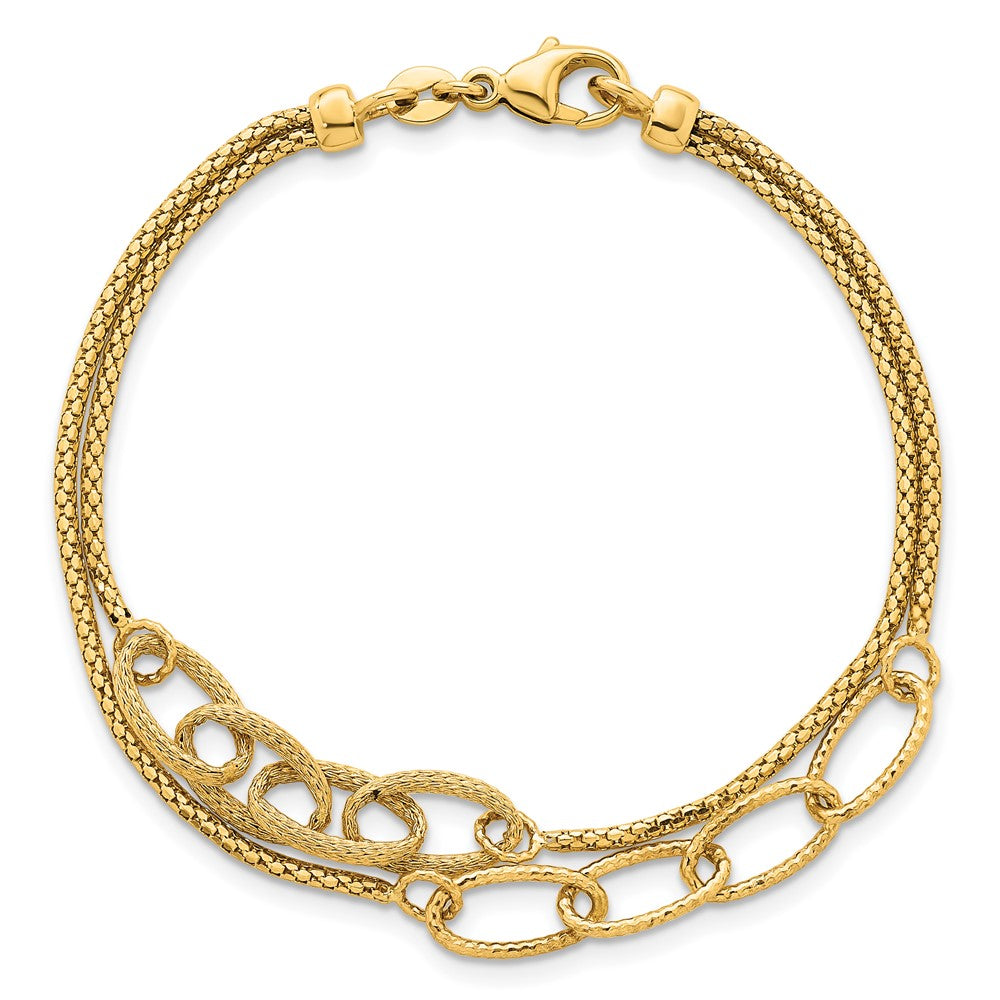 Polished and Textured Woven 2 Strand Bracelet 7.25"