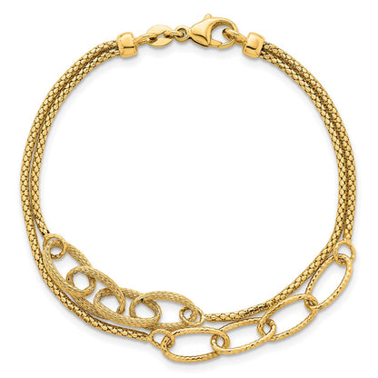 Polished and Textured Woven 2 Strand Bracelet 7.25"