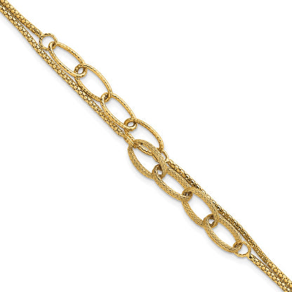 Polished and Textured Woven 2 Strand Bracelet 7.25"
