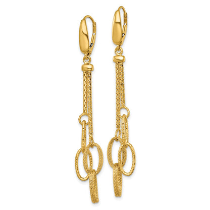 Polished and Textured Woven Dangle Leverback Earrings
