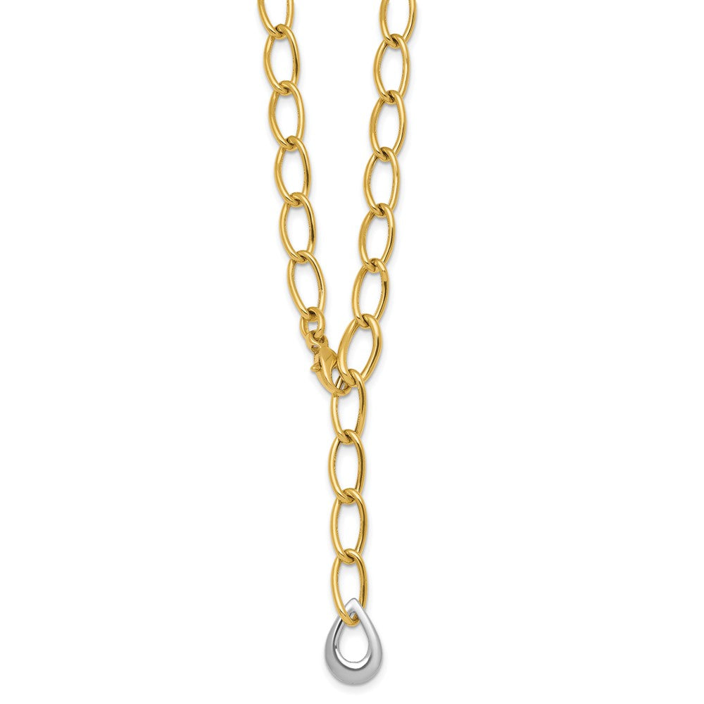 Polished Fancy Link With Teardrop 10.5mm Lariat Necklace 18"