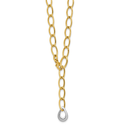 Polished Fancy Link With Teardrop 10.5mm Lariat Necklace 18"
