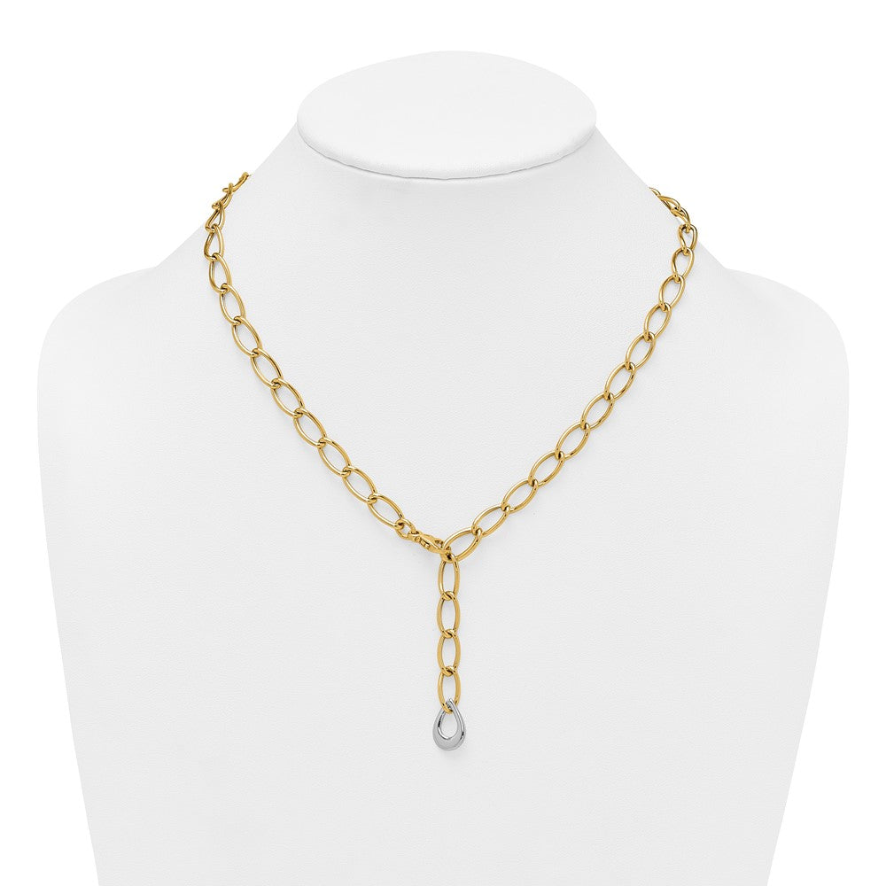 Polished Fancy Link With Teardrop 10.5mm Lariat Necklace 18"