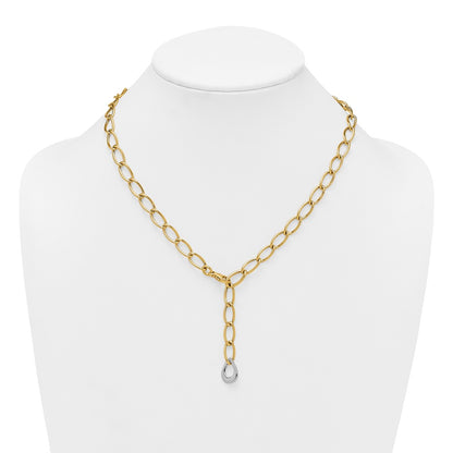 Polished Fancy Link With Teardrop 10.5mm Lariat Necklace 18"