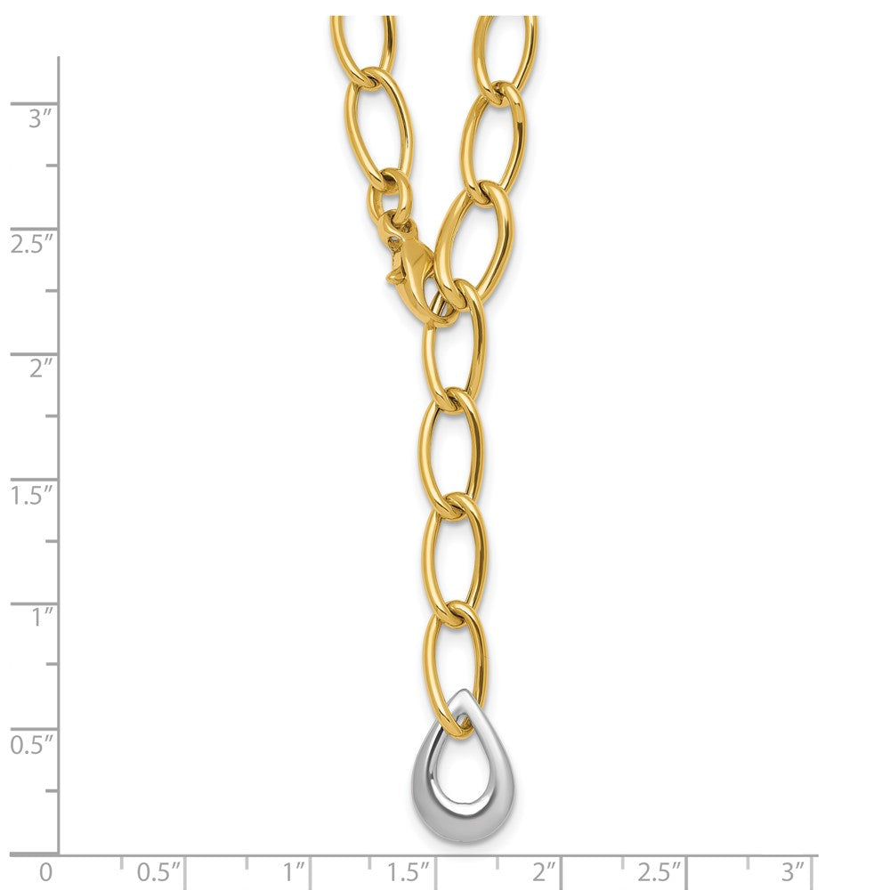Polished Fancy Link With Teardrop 10.5mm Lariat Necklace 18"