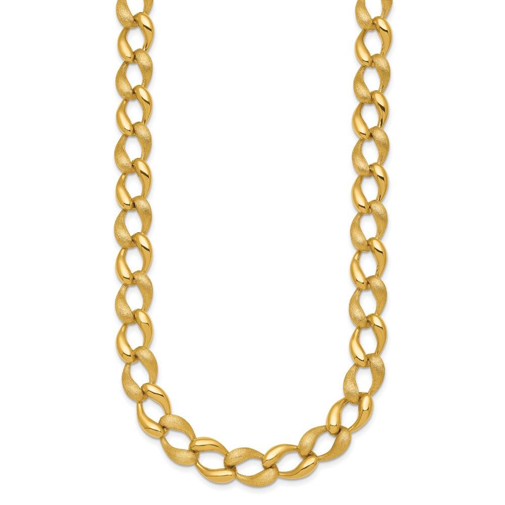 Brushed and Polished Fancy Link 9mm Necklace 17"
