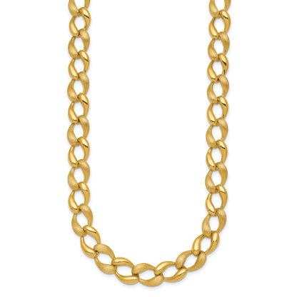 Brushed and Polished Fancy Link 9mm Necklace 17"