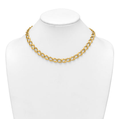 Brushed and Polished Fancy Link 9mm Necklace 17"