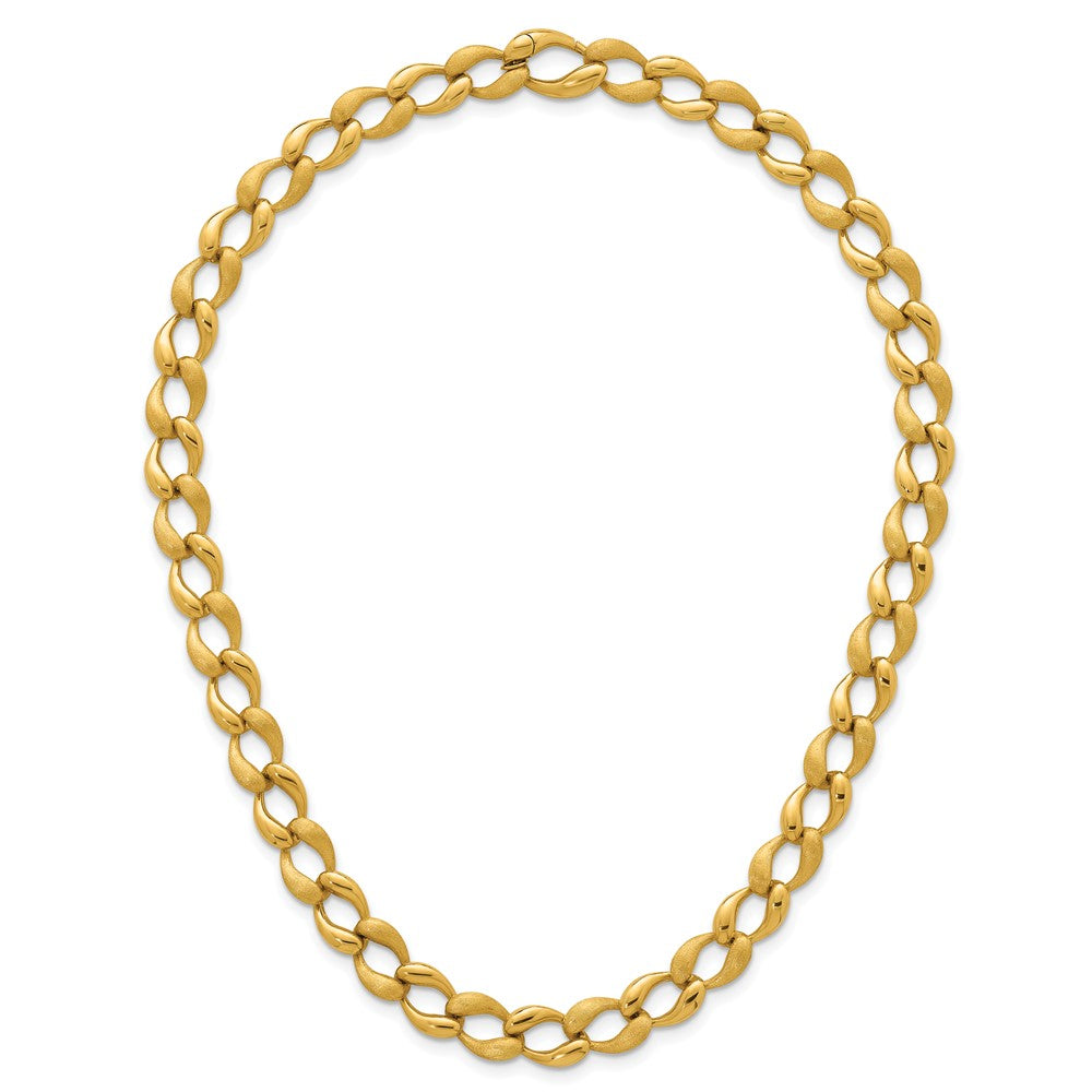 Brushed and Polished Fancy Link 9mm Necklace 17"