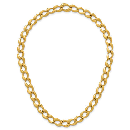 Brushed and Polished Fancy Link 9mm Necklace 17"