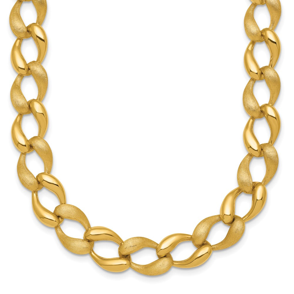Brushed and Polished Fancy Link 9mm Necklace 17"