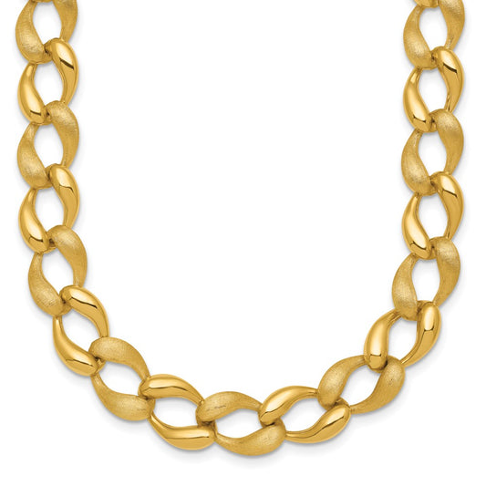 Brushed and Polished Fancy Link 9mm Necklace 17"