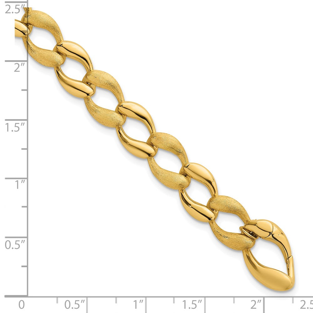 Brushed and Polished Fancy Link 9mm Bracelet 7"