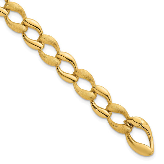 Brushed and Polished Fancy Link 9mm Bracelet 7"