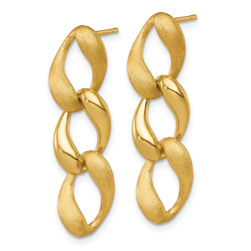 Brushed and Polished Fancy Link Post Earrings