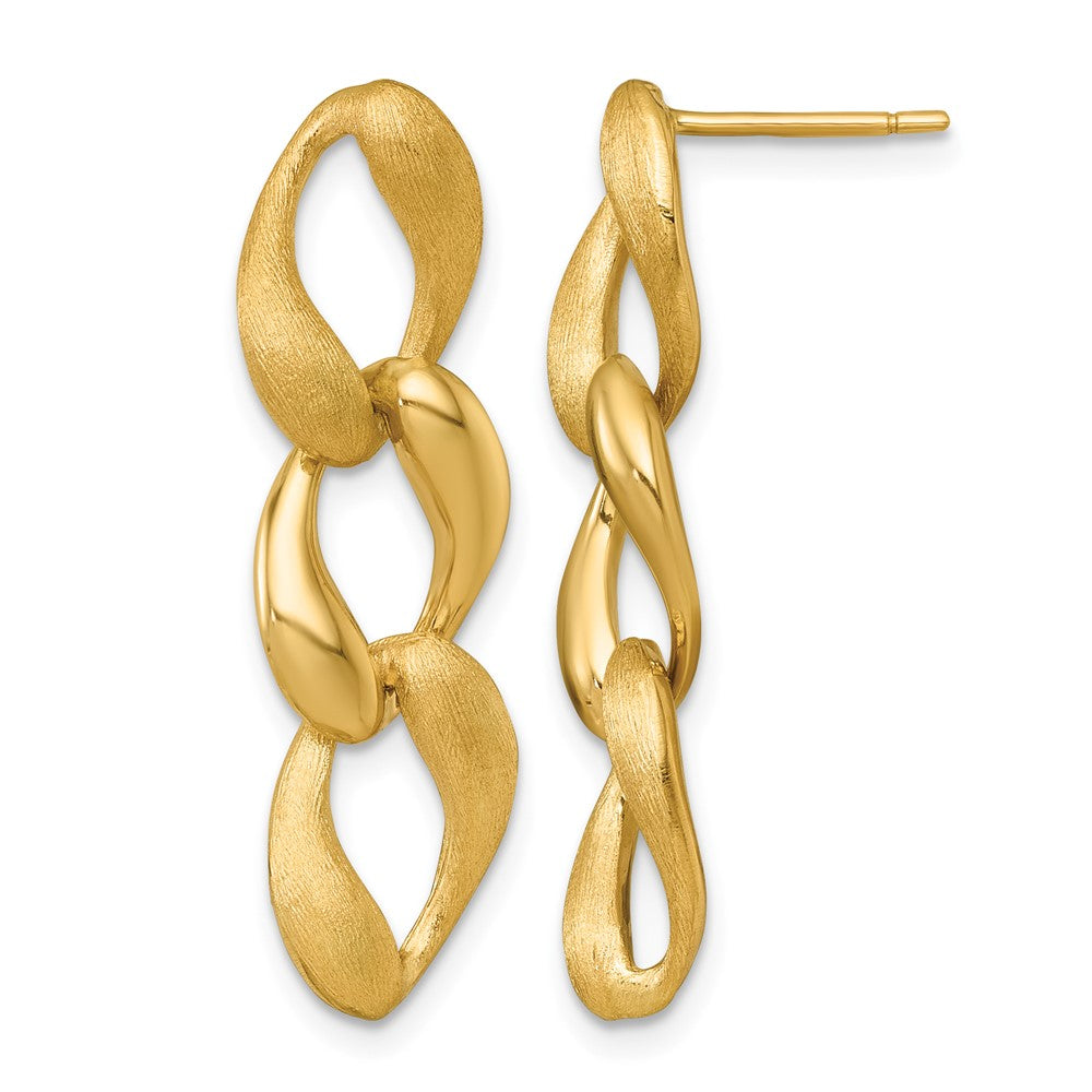 Brushed and Polished Fancy Link Post Earrings