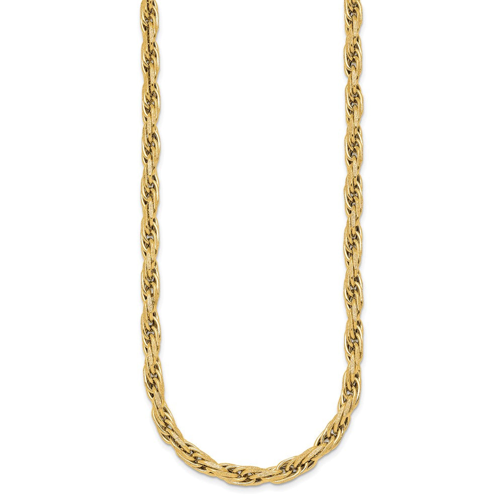Polished And Textured Flat Rope Chain Necklace 18.25"