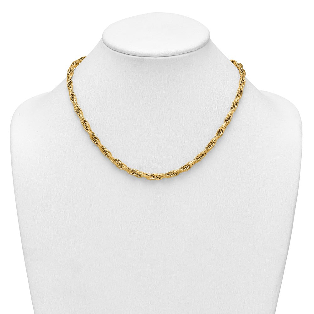 Polished And Textured Flat Rope Chain Necklace 18.25"