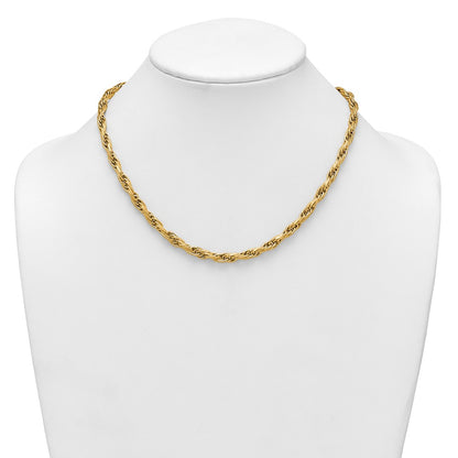 Polished And Textured Flat Rope Chain Necklace 18.25"