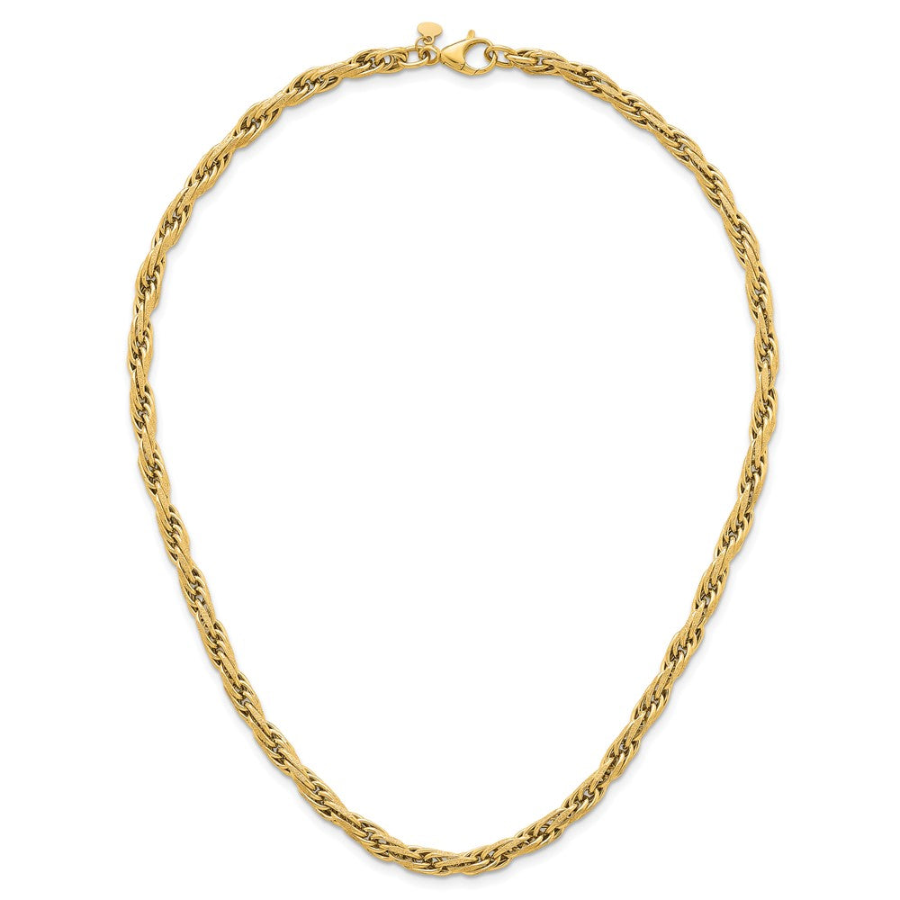 Polished And Textured Flat Rope Chain Necklace 18.25"